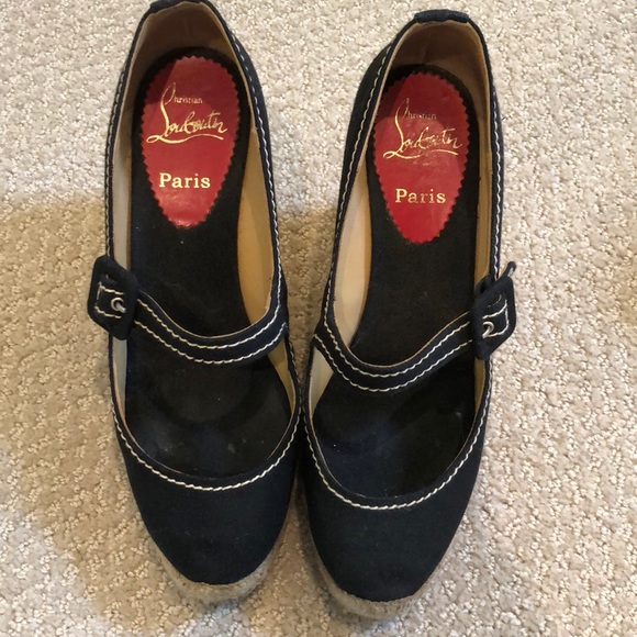 Christian Louboutin Shoes - CHRISTIAN LOUBOUTIN black espadrille wedge